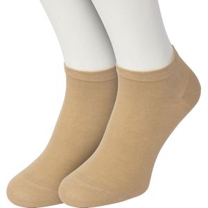 Bonnie Doon Sneakersokken Dames Beige/Zand maat 36/42 - 2 paar - Basis Korte Sokken - Gladde Naden - Enkel Sokken - Uitstekend Draagcomfort - Enkelsokken - Sneaker Sokken - 2-pack - Multipack - Effen - Licht Bruin - Beige - Sand - OL8110012.342