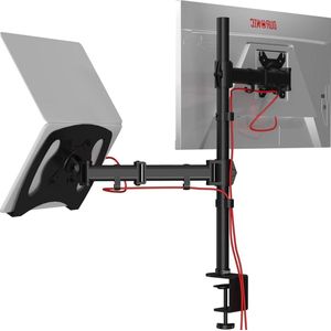Dubbele Monitor Beugel Zwart Staal Verstelbare Hoogte - 13-27 inch Scherm Houder met Arm voor PC, Laptop, Tablet - VESA 75 100