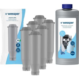 Wessper 5x waterfilter voor koffiezetapparaten compatibel met Krups Nivona, compatibel met filter NIRF 700 / F088, filterpatroon + ontkalker, universal, Wessper, 500ml, set