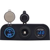 ProRide 12V USB Autolader 2 Poorten - 65W/QC3.0 - Voltmeter en 12V/24V Sigarettenplug - Drievoudig opbouw paneel