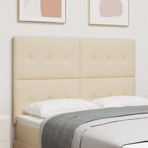 vidaXL - Hoofdbord - met - knopen - en - tufting - Crème - 140 - cm - Stof