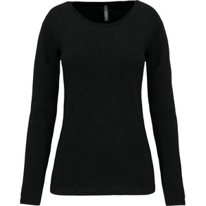 T-shirt Dames XL Kariban Ronde hals Lange mouw Black 97% Katoen, 3% Elasthan