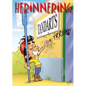 Oproepkaart - HERINNERING TANDARTS - Cartoon 'Deurbel' - 1000 stuks
