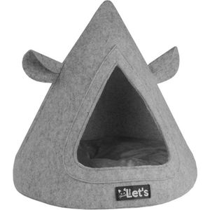 Let’s Sleep Pet Cave TeePee – Overdekte katten mand – Grijs – Materialen - One size