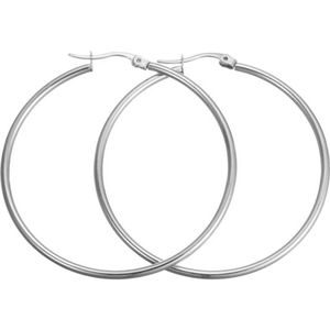 Fako Bijoux® - Oorringen - Hoepel Oorbellen - RVS - Stainless Steel - Staal - 80mm - Zilverkleurig