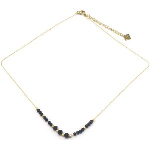 Ketting met Glaskralen - RVS - Lengte 39-44 cm - Zwart