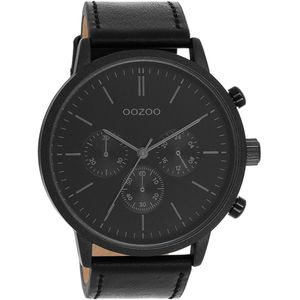 OOZOO Timepieces - Zwarte OOZOO horloge met zwarte leren band - C11203