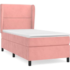 vidaXL - Boxspring - met - matras - fluweel - roze - 100x200 - cm