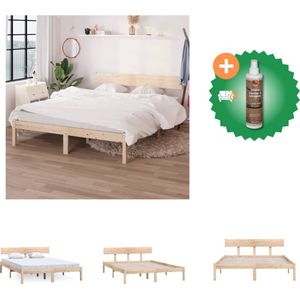 vidaXL Bedframe Double - Massief grenenhout - 135x190 cm matras - Inclusief hoofdeinde - Bed - Inclusief Houtreiniger en verfrisser