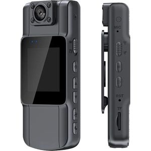 VB Oplaadbare Bodycam - Action Camera Met Draaibare Lens 180 graden - Spy Camera Inclusief 32GB SD Kaart - Bodycam Politie Met Microfoon – Inclusief Fietsbeugel - Nachtvisie - Zwart