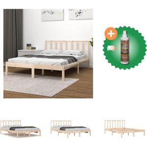 vidaXL Grenen Houten Bedframe - 195.5 x 126 x 100 cm - Inclusief Hoofdeind - Geschikt voor 120 x 190 cm Matras - Bed - Inclusief Houtreiniger en verfrisser