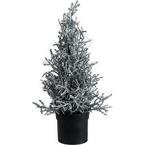 Kerstboom 15 LED Lights glitter zilver 13x13xH33 cm kunststof