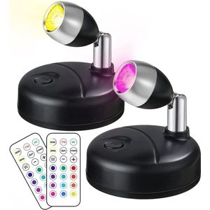 Mini RGB Batterij Spotlights Indoor - Draadloze LED Spot Lights - 13 Lichtkleuren - Kast Art Display Party Sfeer - Decoratieve Verlichting