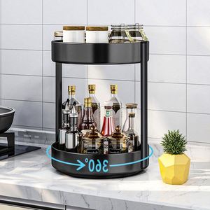 Kruidenrek draaibaar 2 etages 360 graden draaibaar - Staal/metaal - 30 cm - Zwart