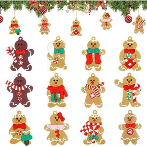 Kerstboomversiering peperkoek 12 stuks - kerstversiering candy Cane - hangende peperkoekmannetje - pvc .