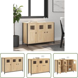 The Living Store Dressoir 100x35x70 cm bewerkt hout sonoma eikenkleurig - Dressoir - Salontafel - Houten Meubel - Opbergkast - Vintage Stijl