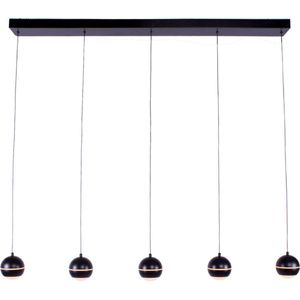 Moderne hanglamp Bilia | 5 lichts | eettafellamp | zwart | metaal / kunststof | Ø 12 cm bol | 120 cm lang | eetkamer lamp | modern / sfeervol design