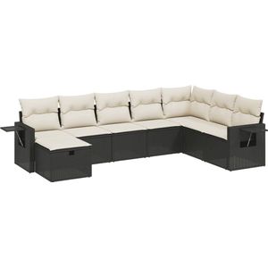 vidaXL Loungeset 8-delig - Zwart - Inclusief kussens Loungeset - Tuinset - PE Rattan - Outdoor Furniture - Tuinmeubels