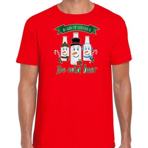 Bellatio Decorations fout kersttrui t-shirt heren - IJskoud bier - rood - Christmas beer L