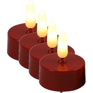 Countryfield LED theelichtjes/waxinelichtjes - 4x st - rood - met timer - warm wit