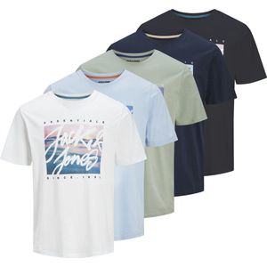 JACK&JONES - JJCOLTON PHOTO TEE SS CREW 5PK MP - Heren - T-shirts