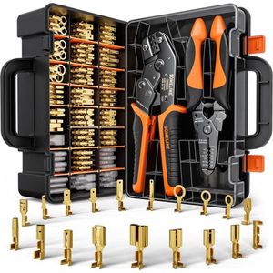 SOMELINE® Krimptang Platte Doppenset Kabelschoenen set met 20 Soorten Platte Kabelschoenen Platte Stekkers voor 0,25-2,5 mm² Kabel, Cable Crimping Tool,Kabelschoenen Kabelschoentang Set