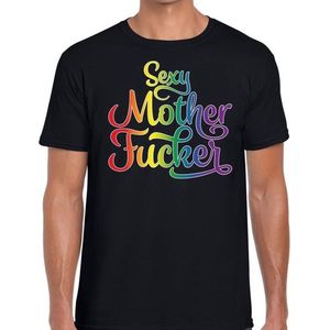 Gay pride sexy mother fucker t-shirt - zwart regenboog shirt voor heren - Gay pride L
