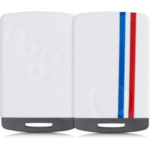 kwmobile autosleutel hoesje geschikt voor Renault 4-knops autosleutelkaart (alleen Keyless Go) - Autosleutel behuizing in blauw / rood / wit - Frankrijk Gestreept design
