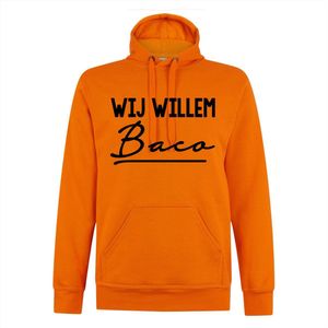 Hoodie oranje - Koningsdag sweater met capuchon - Wij willem baco - Maat XXL