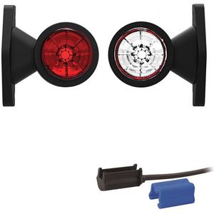 Contourlamp 118 x 88 x 45mm 76mm Rood/wit Rood/wit Universeel DC kabel 200mm, 0,75mm² 12/24v CE, ECE-R10 / R7 - Contourverlichting - Aanhanger verlichting - Fristom