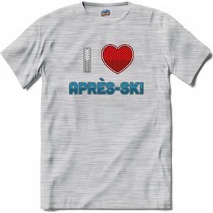 I Love Après-ki | Grappige apres ski shirt | Wintersport kleding - T-Shirt - Unisex - Donker Grijs - Gemêleerd - Maat M