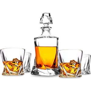 Whiskykaraf en glazen geschenkset, Whiskey decanter and glasses gift set,