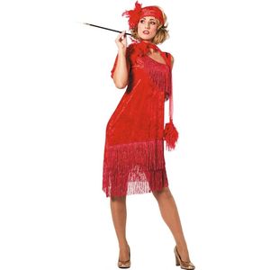 Wilbers & Wilbers - Jaren 20 Danseressen Kostuum - Ms 20-Red Charleston, Rood - Vrouw - Rood - Maat 40 - Carnavalskleding - Verkleedkleding