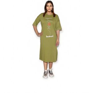 Ibramani Made With Love T-Shirt Olive Green - Dames T-shirt Jurk - Zomer T-Shirt - Oversized T-Shirt - Premium Katoen - Dames Kleding