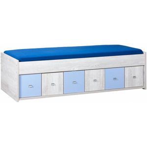 BEUK Bed met opberg 90 X 200 cm - Mix Licht Grijs Hout – Son