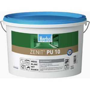 Herbol-Zenit PU 10-Zijdematte PU-Binnenmuren en plafonds, als hoogwaardige zijdematte afwerking voor o.a. glasvliesweefsel en overschilderbaar behang.12.5L