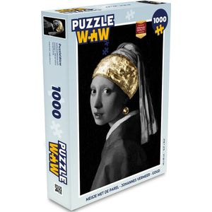 Puzzel Meisje met de parel - Johannes Vermeer - Goud - Legpuzzel - Puzzel 1000 stukjes volwassenen