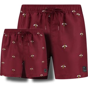 Son of beach Bijen vader en zoon zwembroek - Rood - Maat S + 74/80