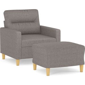 vidaXL - Fauteuil - met - voetenbank - 60 - cm - stof - taupe