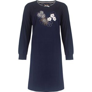 Medaillon Dames Nachthemd - Katoen - Navy Blauw. - Maat XXL