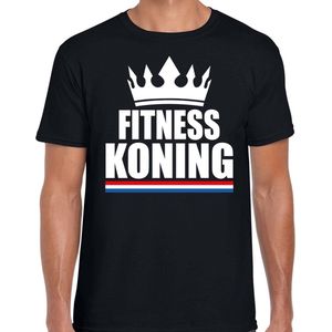 Zwart fitness koning shirt met kroon heren - Sport / hobby kleding XXL