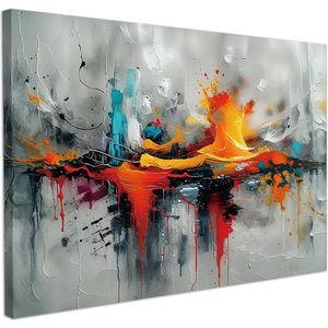 Goodivery ® Binnenhuisdecoratie Met Abstracte Kunst Op Canvas In Kleurrijke Blauwe En Oranje Tinten Voor Diverse Ruimtes