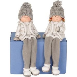 Winterkinderen - Meisjes - Kerstbeeldjes met bungelbenen