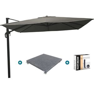 Nesling Coolfit zweefparasol PLUS 3x3 - antraciet - voet en hoes