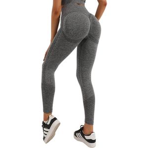 Gym Leggings voor Vrouwen, Hoge Taille Naadloze Workout Yoga Broek, Fitness Scrunch Butt Lifting Elastische Panty - kleur grijs - maat XL