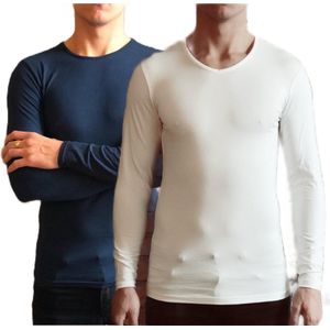 Dice mannen Longsleeve Shirts met V-hals wit/blauw maat XXL