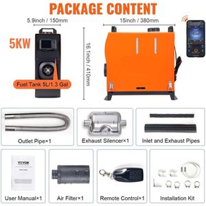 Diesel Luchtverwarmer - Standkachel - Auto verwarming - Parkeer Heater - 12V Diesel Heater - 5KW - met LCD Scherm - en Afstandsbediening - voor Auto - Vrachtwagen - Boot - Camper - met Bluetooth