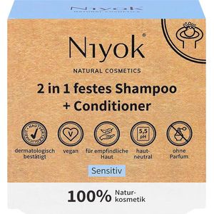 Niyok Sensitive 2-in-1 Shampoo - Conditioner Bar - 80G - Vegan Shampoo - Sensitive - 2-in-1 Haircare