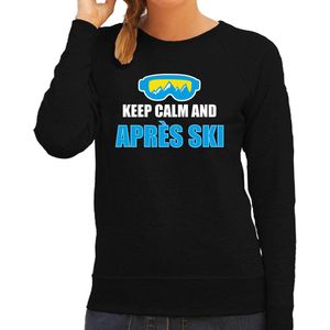 Bellatio Decorations Apres-ski sweater / trui Wintersport Keep calm - dames - zwart XS