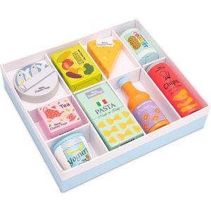 New Classic Toys - Houten Boodschappen Set - Speelgoed Levensmiddelen - 9-delig - Voedselset voor Speelkeuken en Speelwinkel - FSC